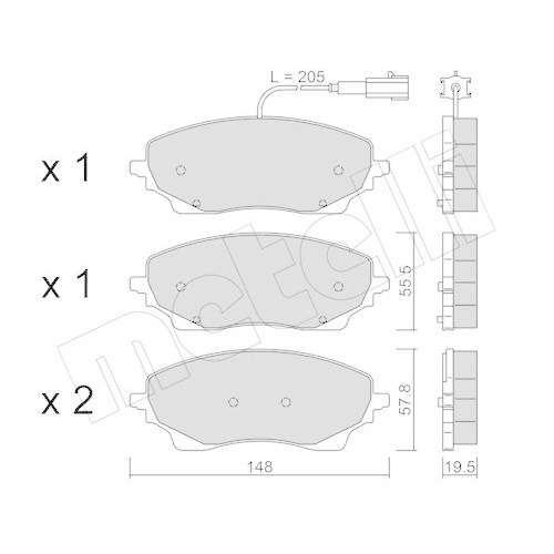 Bremsbelagsatz Scheibenbremse Metelli 22-1379-0 f&uuml;r Fiat Hinterachse