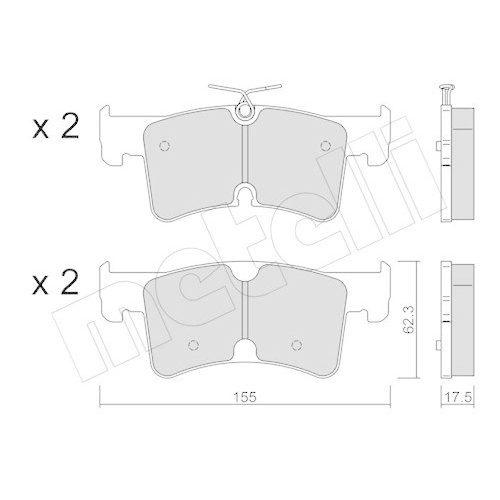 Bremsbelagsatz Scheibenbremse Metelli 22-1389-0 f&uuml;r VW Hinterachse