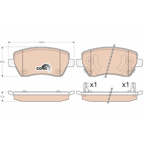 Bremsbelagsatz Scheibenbremse Trw GDB3546 Cotec f&uuml;r Nissan Renault Vorderachse
