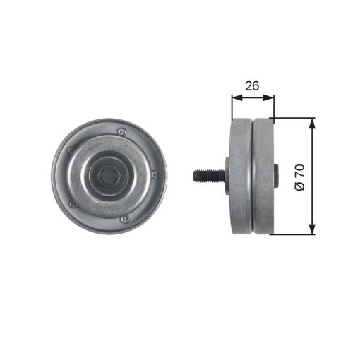 Umlenk /f&uuml;hrungsrolle Keilrippenriemen Gates T36466 Drivealign&trade; f&uuml;r Audi Seat VW