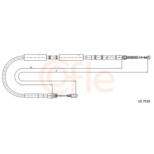 Seilzug Feststellbremse Cofle 10.7536 f&uuml;r Audi Seat Vag Hinten Rechts