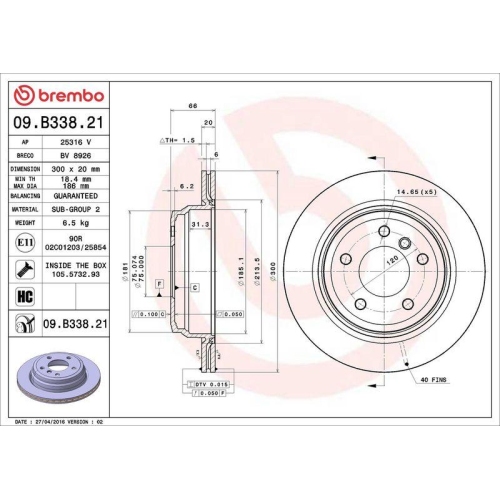 2X Brembo Bremsscheibe Hinterachse Prime Line - Uv Coated f&uuml;r Bmw