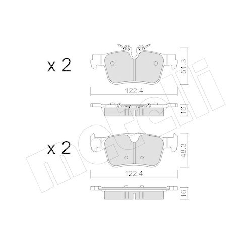 Bremsbelagsatz Scheibenbremse Metelli 22-1390-0 f&uuml;r Volvo Hinterachse