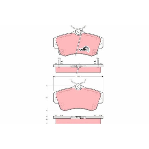 Bremsbelagsatz Scheibenbremse Trw GDB4118 Cotec f&uuml;r Chrysler Dodge Vorderachse