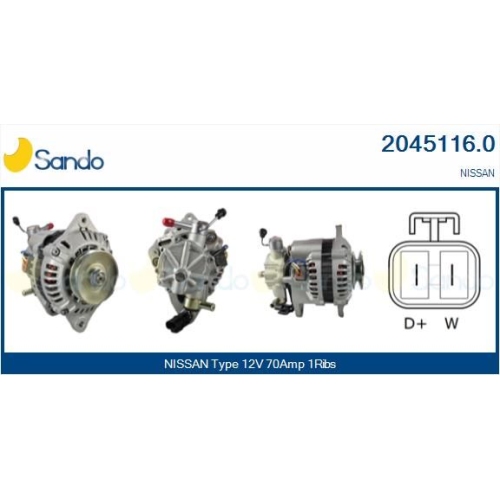 Generator Sando 2045116.0 f&uuml;r Nissan