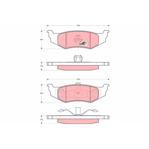 Bremsbelagsatz Scheibenbremse Trw GDB4119 Cotec f&uuml;r Chrysler Dodge Hinterachse