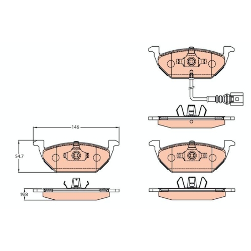 Bremsbelagsatz Scheibenbremse Trw GDB2108 Cotec f&uuml;r Seat Skoda VW Audi
