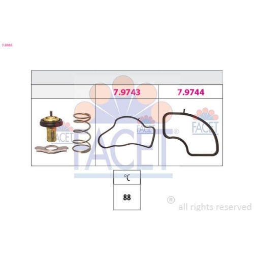 Thermostat K&uuml;hlmittel Facet 7.8986 Made In Italy - Oe Equivalent f&uuml;r Alfa Romeo