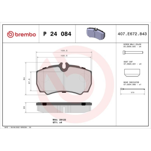 Bremsbelagsatz Scheibenbremse Brembo P24084 Prime Line für Ford Hinterachse