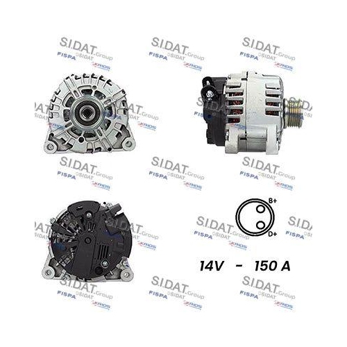 Alternator Sidat A12VA0076A2 for Alfa Romeo Citroën Fiat Lancia Peugeot Suzuki