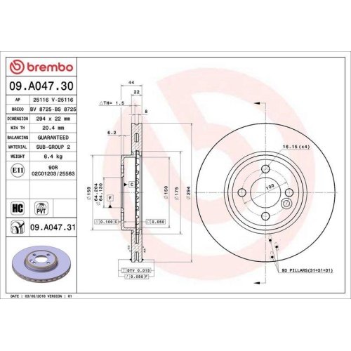 2X Brembo Bremsscheibe Vorderachse Prime Line - Uv Coated f&uuml;r Mini