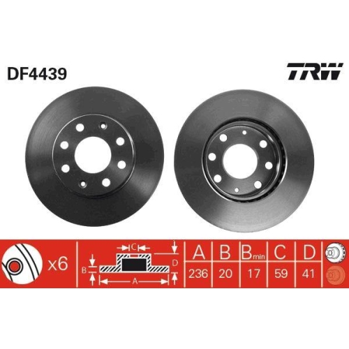 Brake Disc Trw DF4439 for Chevrolet Daewoo Front Axle