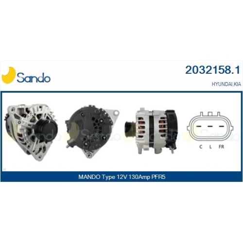 Generator Sando 2032158.1 f&uuml;r Hyundai F&uuml;r Fahrzeuge Mit Start-stopp-funktion