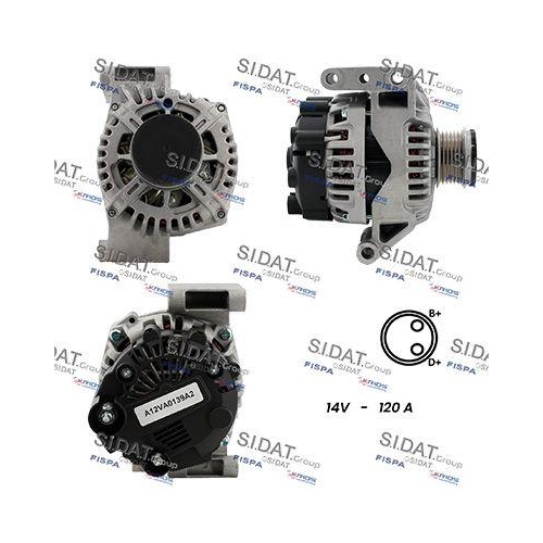 Generator Sidat A12VA0139A2 f&uuml;r Alfa Romeo Fiat Lancia