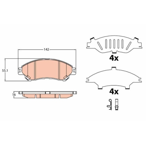 Bremsbelagsatz Scheibenbremse Trw GDB3633 f&uuml;r Suzuki Mitsubishi Vorderachse