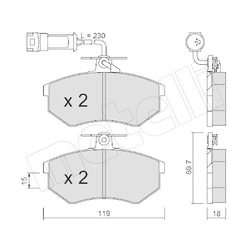 Bremsbelagsatz Scheibenbremse Metelli 22-0148-4 f&uuml;r DR