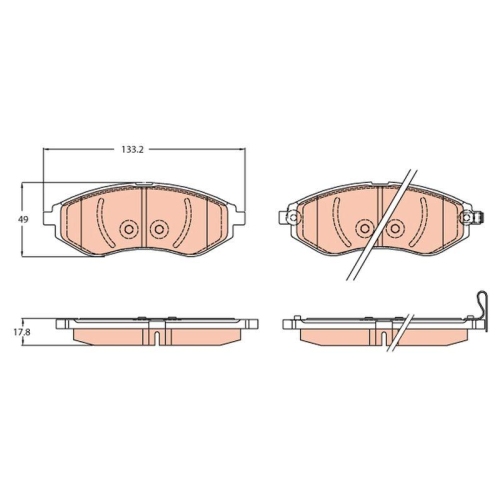 Bremsbelagsatz Scheibenbremse Trw GDB3634 f&uuml;r Chevrolet Daewoo Vorderachse