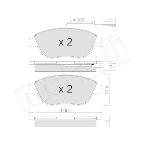 Bremsbelagsatz Scheibenbremse Metelli 22-0322-3 für Fiat Lancia Abarth