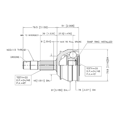 Gelenk Gelenkwelle Vema 18204 für Alfa Romeo Fiat Lancia Alfarome/fiat/lanci