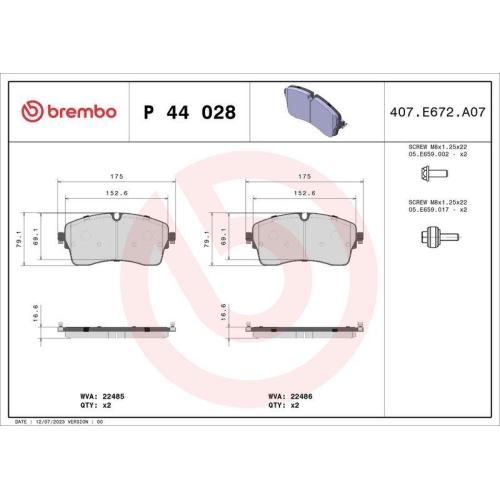 Bremsbelagsatz Scheibenbremse Brembo P44028 Prime Line f&uuml;r Jaguar Land Rover