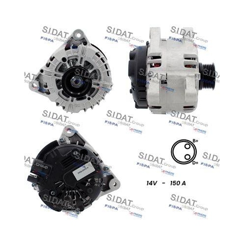Generator Sidat A12VA0180A2 f&uuml;r Alfa Romeo Citro&euml;n Fiat Lancia Mitsubishi