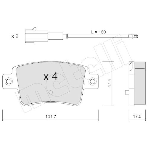 Bremsbelagsatz Scheibenbremse Metelli 22-0705-1 f&uuml;r Fiat Abarth Hinterachse