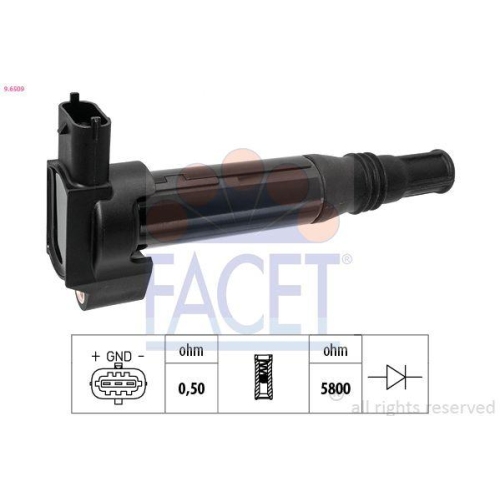 Z&uuml;ndspule Facet 9.6509 Oe Equivalent f&uuml;r Citro&euml;n Opel Peugeot Toyota Vauxhall