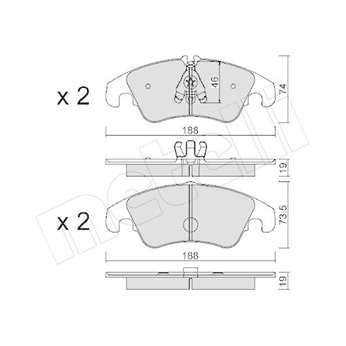 Bremsbelagsatz Scheibenbremse Metelli 22-0775-4 f&uuml;r Vorderachse
