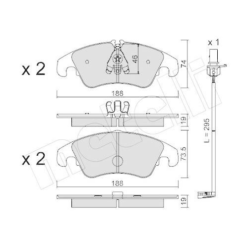 Bremsbelagsatz Scheibenbremse Metelli 22-0775-4K f&uuml;r Audi Vorderachse