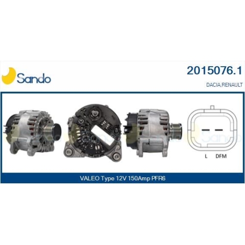 Generator Sando 2015076.1 f&uuml;r Renault F&uuml;r Fahrzeuge Mit Sitzheizung