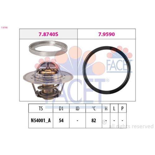 Thermostat K&uuml;hlmittel Facet 7.8740 Made In Italy - Oe Equivalent f&uuml;r Audi Seat