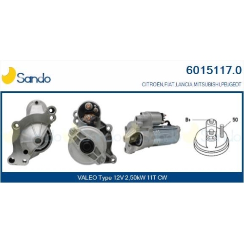 Starter Sando 6015117.0 f&uuml;r Mitsubishi Citro&euml;n/peugeot