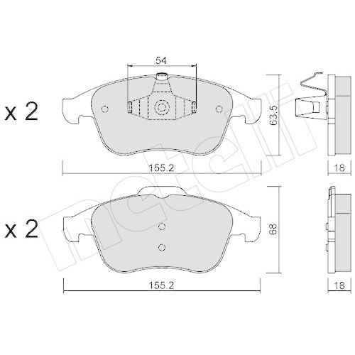 Bremsbelagsatz Scheibenbremse Metelli 22-0803-2 f&uuml;r Renault Vorderachse