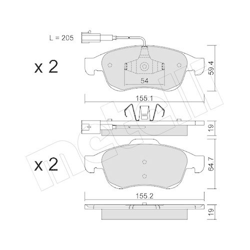 Bremsbelagsatz Scheibenbremse Metelli 22-0817-1 f&uuml;r Alfa Romeo Vorderachse