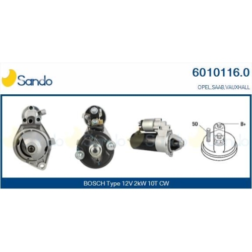 Starter Sando 6010116.0 f&uuml;r Opel Saab