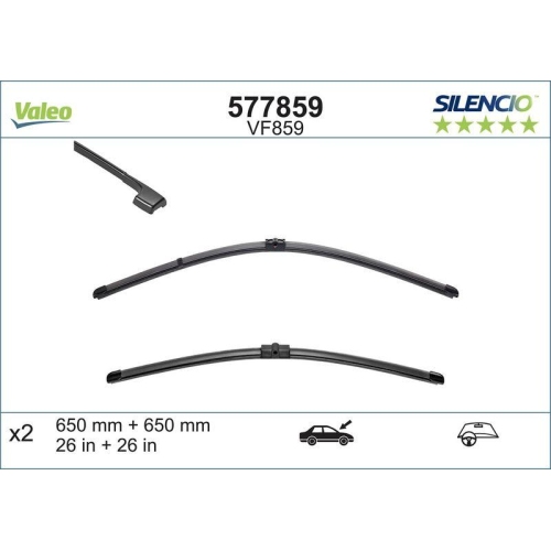 Wischblatt Valeo 577859 Silencio Flat Blade Set f&uuml;r Porsche VW Vorne