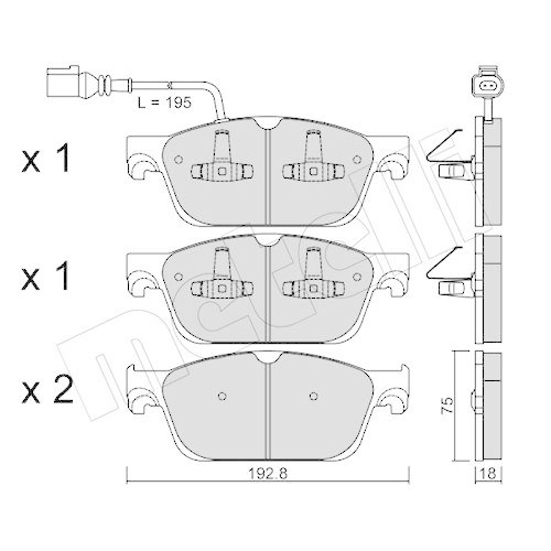 Bremsbelagsatz Scheibenbremse Metelli 22-0831-0 f&uuml;r VW Vorderachse