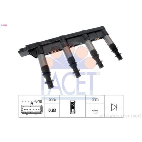 Z&uuml;ndspule Facet 9.6383 Oe Equivalent f&uuml;r Citro&euml;n Peugeot Hitachi General Motors