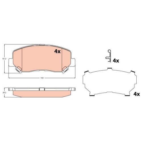 Bremsbelagsatz Scheibenbremse Trw GDB2246 f&uuml;r Chrysler Jeep Vorderachse
