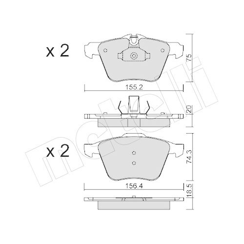 Bremsbelagsatz Scheibenbremse Metelli 22-0835-0 f&uuml;r Jaguar Vorderachse