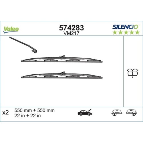 Wischblatt Valeo 574285 Silencio Conventional Set für Peugeot Peugeot (df Psa)