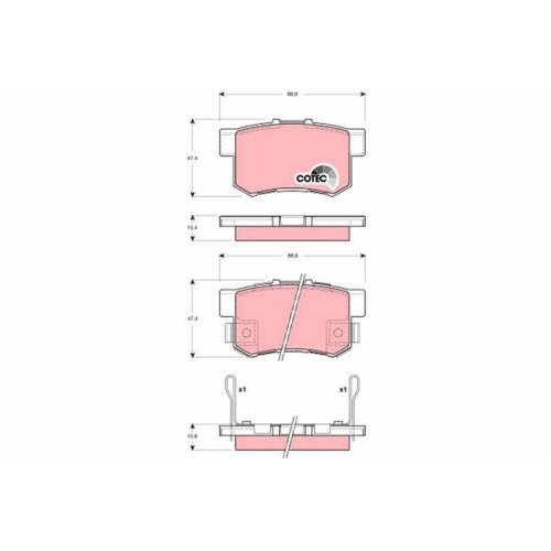 Bremsbelagsatz Scheibenbremse Trw GDB3269 Cotec f&uuml;r Acura Honda Hinterachse