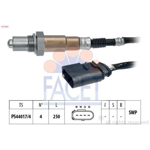 Lambdasonde Facet 10.7920 Made In Italy - Oe Equivalent f&uuml;r Seat Skoda VW