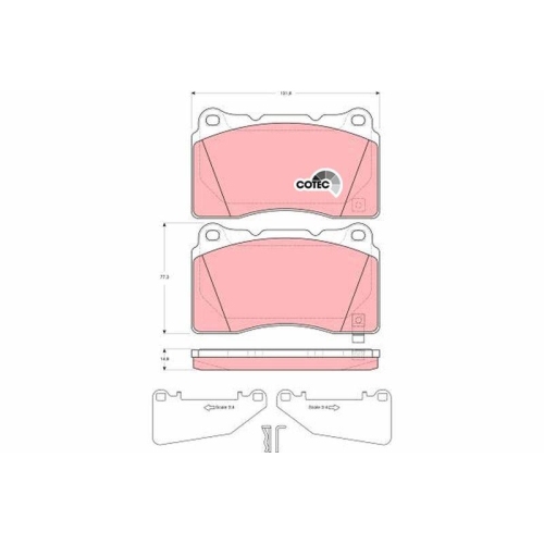 Bremsbelagsatz Scheibenbremse Trw GDB3349 Cotec f&uuml;r Subaru Vauxhall Buick (sgm)
