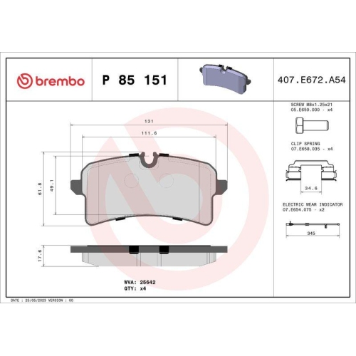 Bremsbelagsatz Scheibenbremse Brembo P85151 Prime Line f&uuml;r Audi Seat Skoda VW
