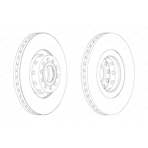 2 Bremsscheibe FERODO DDF1563C PREMIER f&uuml;r AUDI VW VAG, Vorderachse