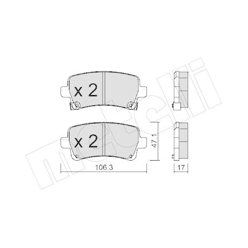 Bremsbelagsatz Scheibenbremse Metelli 22-0844-0 f&uuml;r Opel Saab Vauxhall Chevrolet