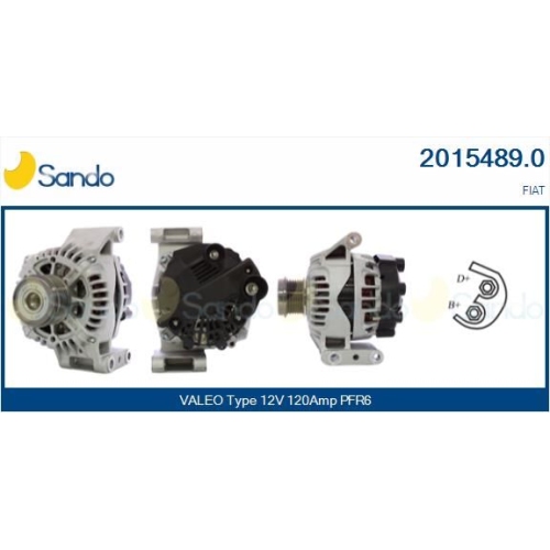 Generator Sando 2015489.0 f&uuml;r Fiat F&uuml;r Fahrzeuge Mit/ohne Klimaanlage