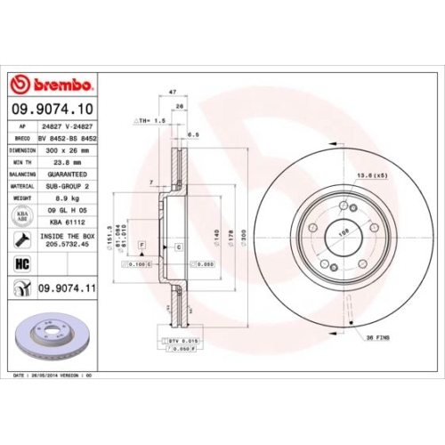 2X Brembo Bremsscheibe Vorderachse Prime Line f&uuml;r Renault