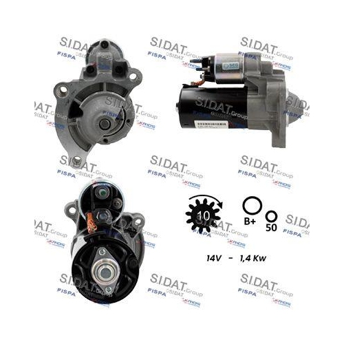 Starter Sidat S12BH0005A2 for Alfa Romeo Citro&euml;n Fiat Lancia Mitsubishi Opel